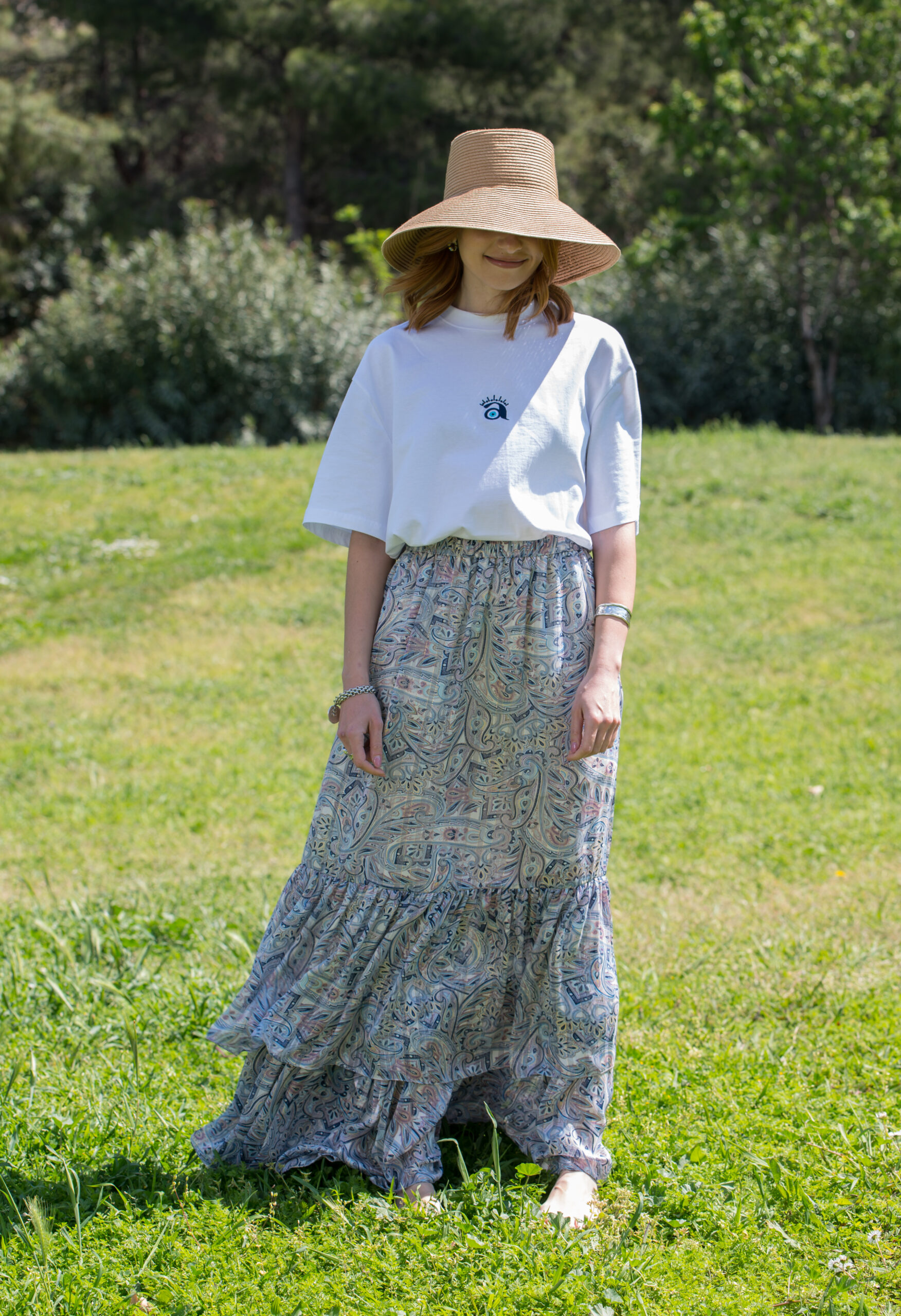 Paisley Shimmer Maxi Skirt