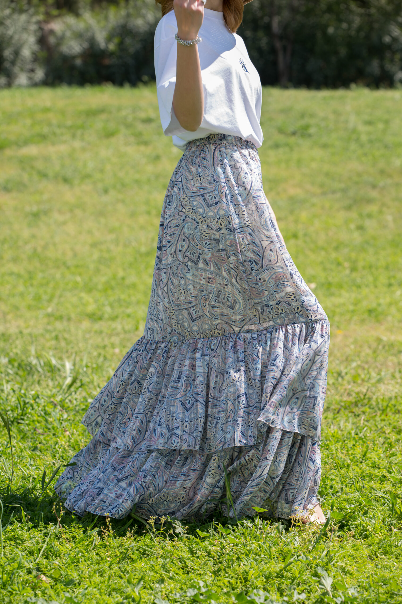 Paisley Shimmer Maxi Skirt