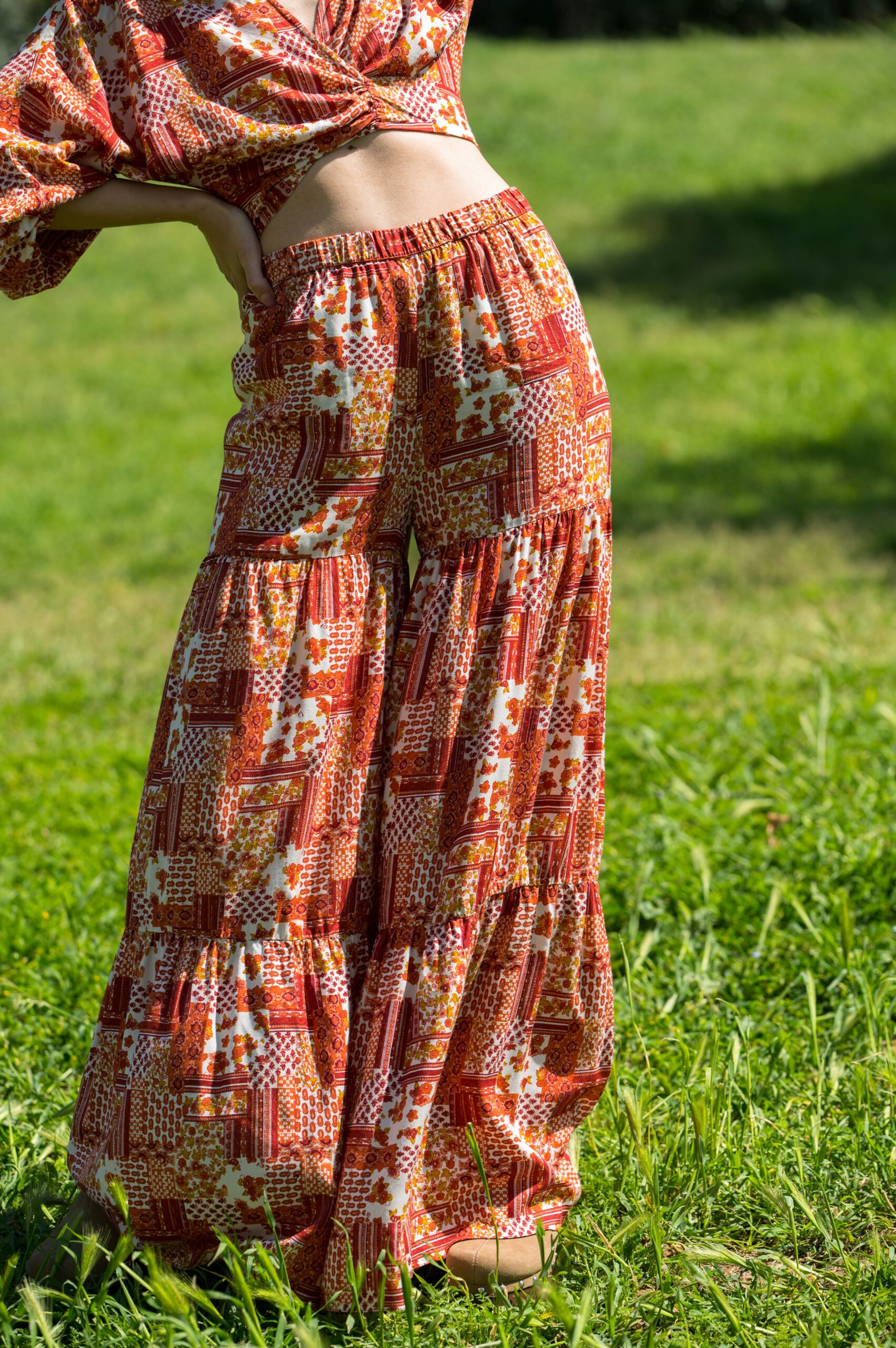 Patchwork Tie Crop Top