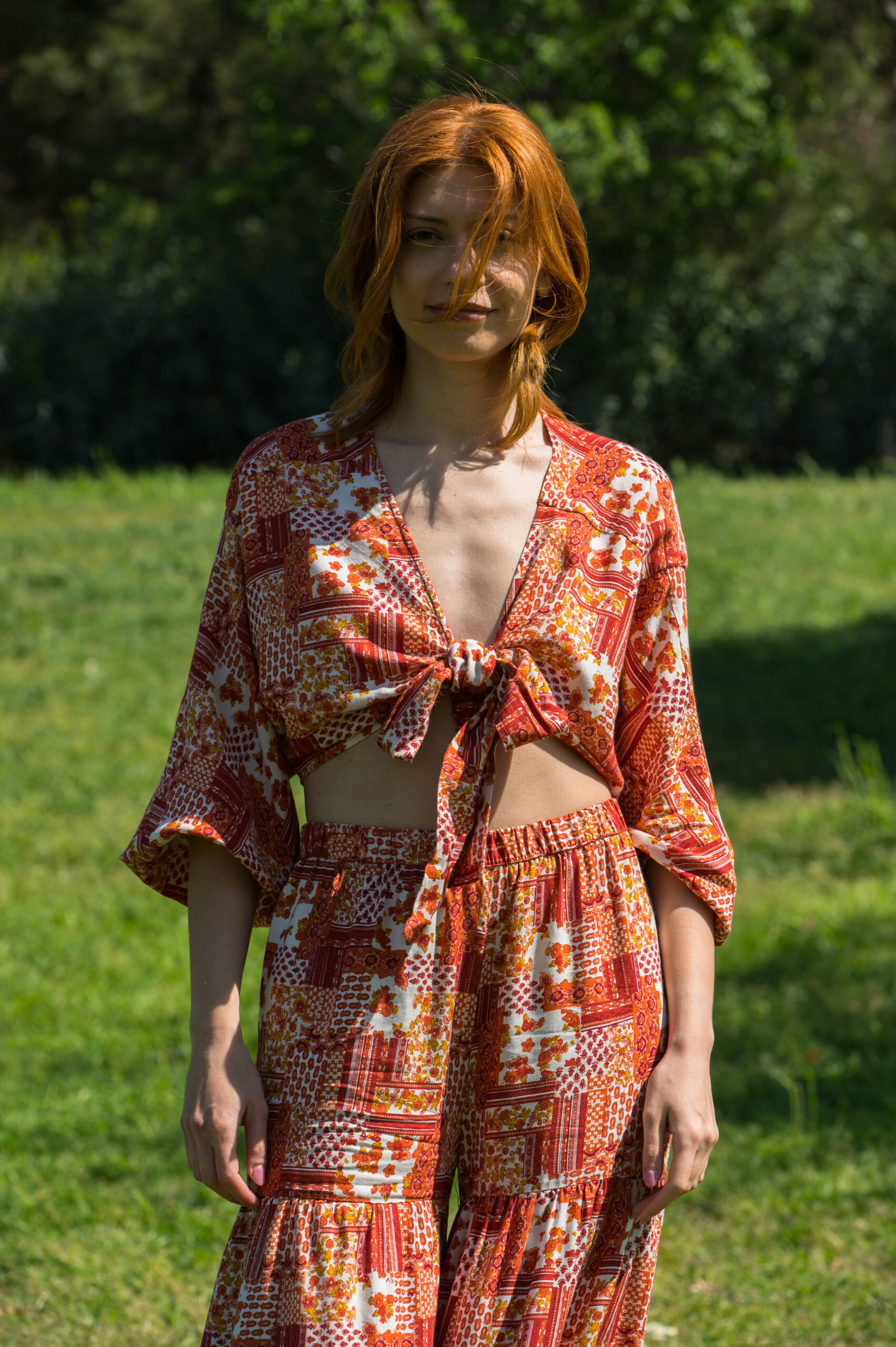 Patchwork Tie Crop Top