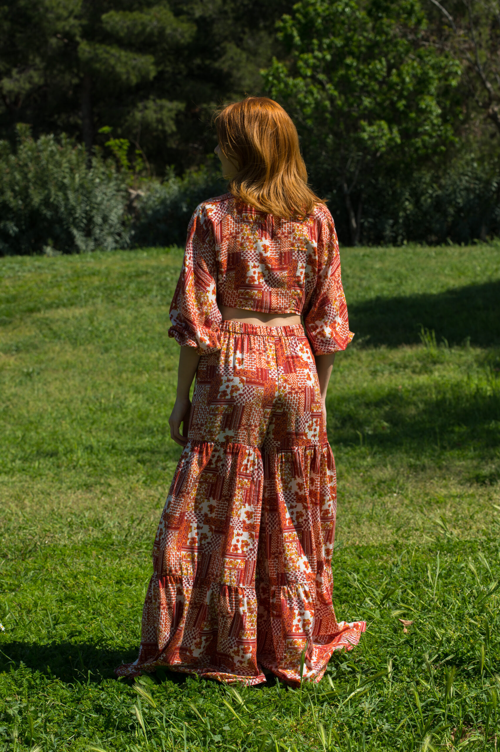 Patchwork Wide-Leg Pants