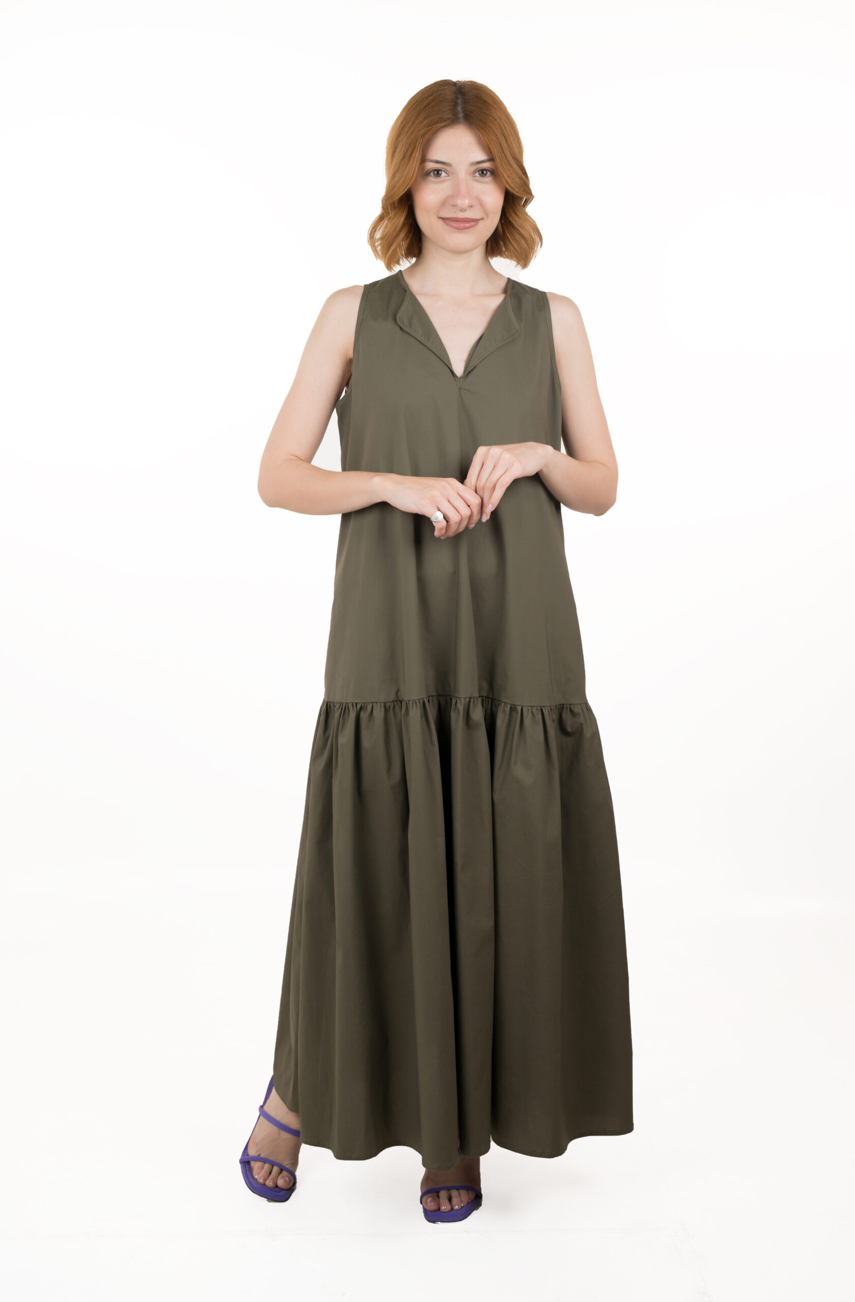 Iris Poplin Dress - Olive