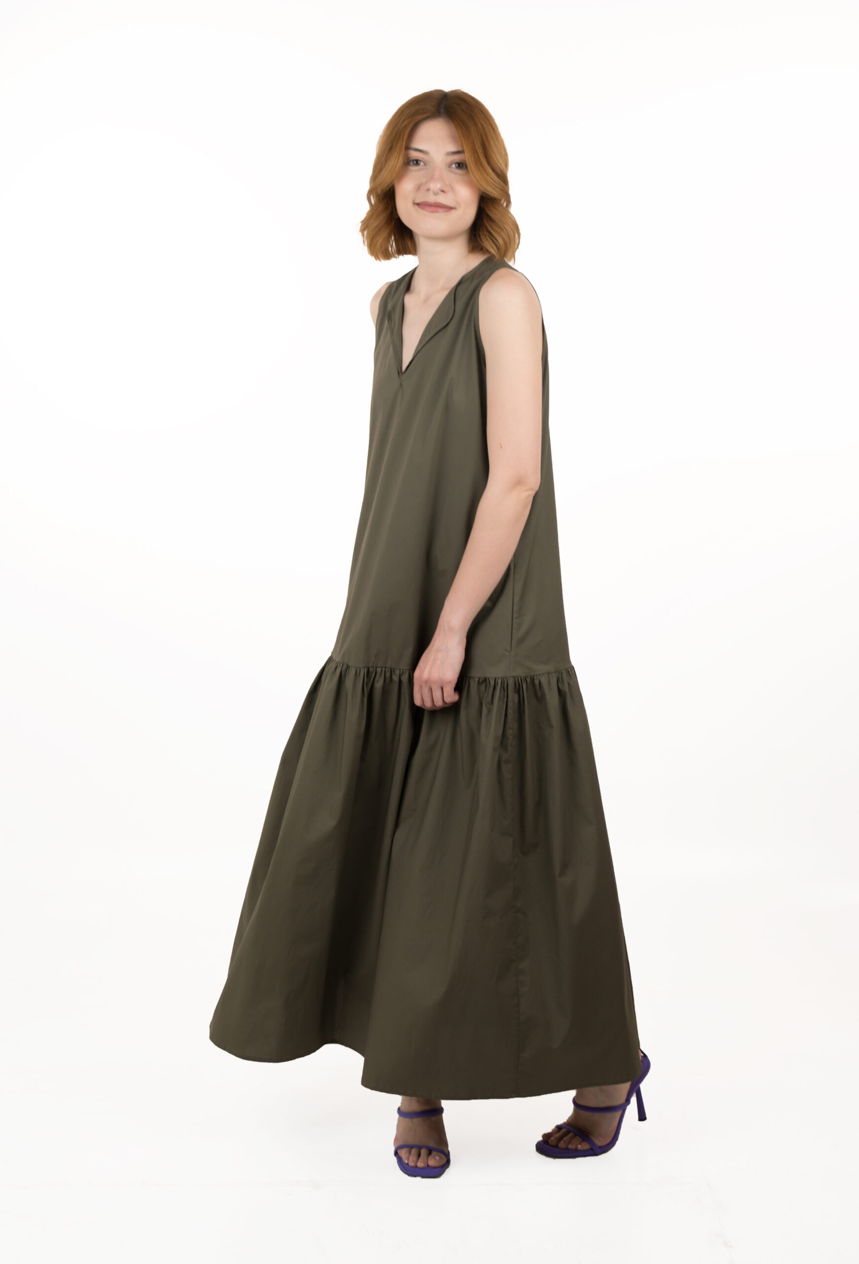 Iris Poplin Dress - Olive